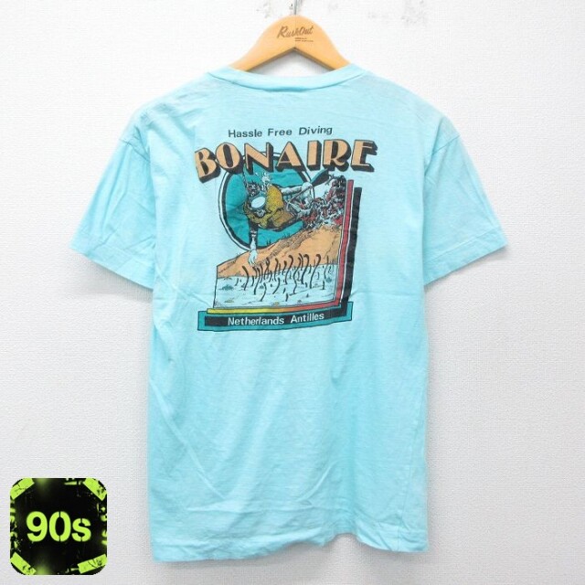 90s 半袖Tシャツ BONAIRE ライトブルー L | 古着