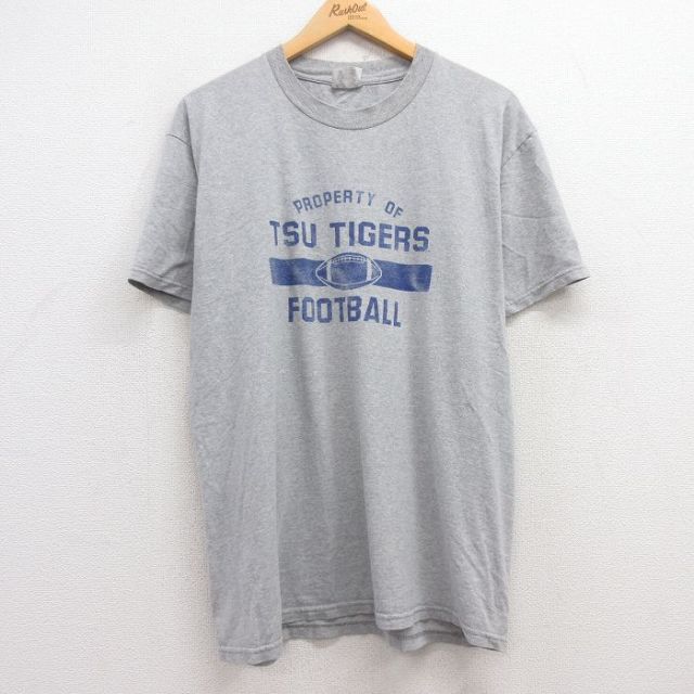 L★古着 チャンピオン champion 半袖 ビンテージ Tシャツ メンズ 00年代 00s フットボール コットン クルーネック グレー 霜降り 25apr16 中古
