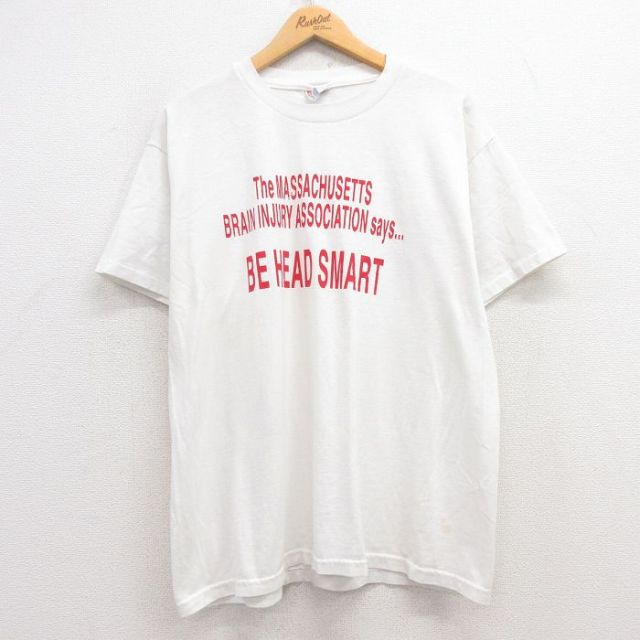 XL★古着 ヘインズ Hanes 半袖 ビンテージ Tシャツ メンズ 00年代 00s マサチューセッツ SMART コットン クルーネック 白 ホワイト 25apr16 中古
