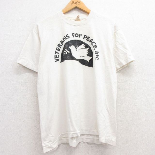 L★古着 フルーツオブザルーム 半袖 ビンテージ Tシャツ メンズ 80年代 80s 鳥 コットン クルーネック USA製 白 ホワイト 25apr16 中古