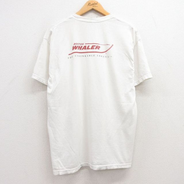 XL★古着 ヘインズ Hanes 半袖 ビンテージ Tシャツ メンズ 00年代 00s ボストン WHALER コットン クルーネック 白 ホワイト 25apr16 中古