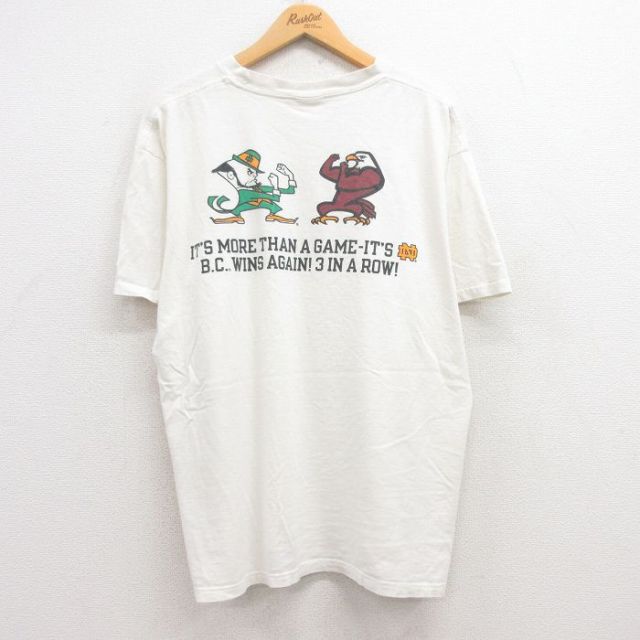 XL★古着 チャンピオン champion 半袖 ビンテージ Tシャツ メンズ 00年代 00s ノートルダムアイリッシュ コットン クルーネック 白 ホワイト 25apr16 中古