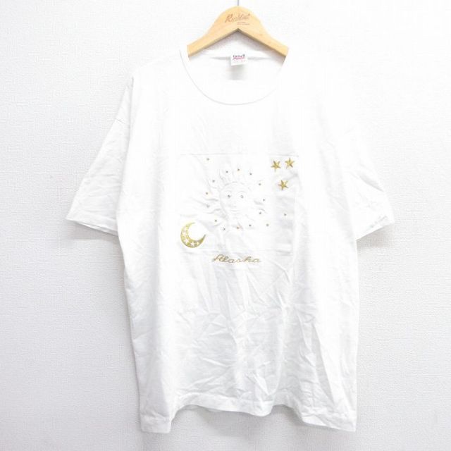 90s 半袖Tシャツ 太陽刺繍 ホワイト XL | 古着
