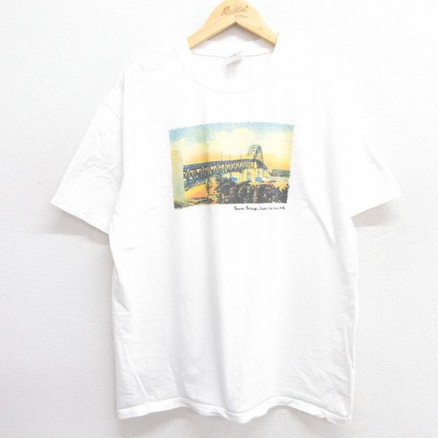 00s 半袖Tシャツ ボーン橋 ホワイト XL | 古着