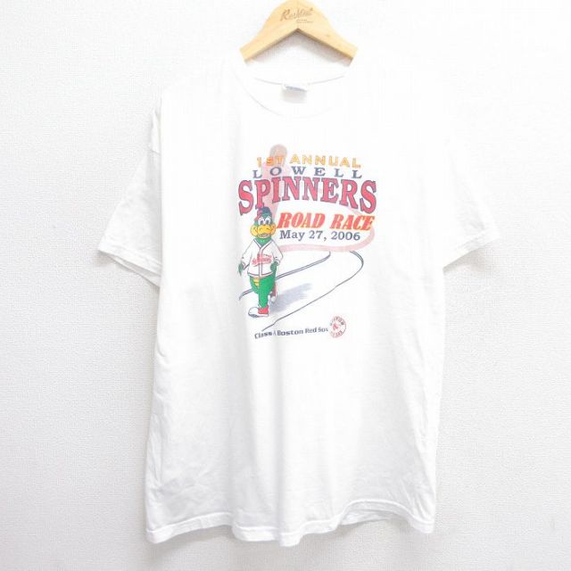 【50%OFF】XL★古着 ヘインズ Hanes 半袖 ビンテージ Tシャツ メンズ 00年代 00s ローウェルスピナーズ 企業広告 コットン クルーネック 白 ホワイト 25apr16 中古