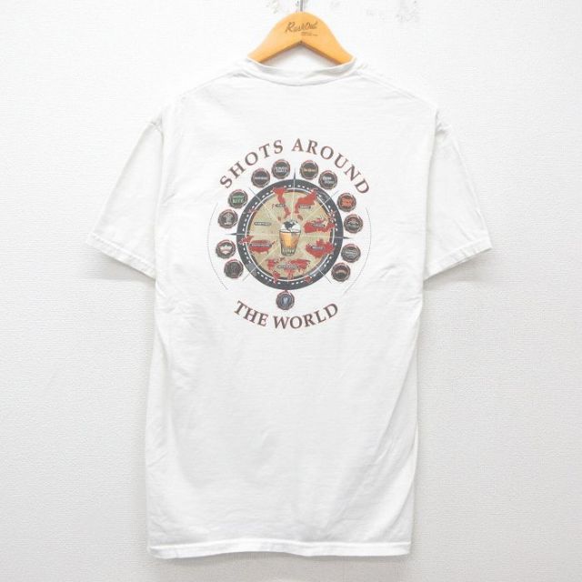 L★古着 半袖 ビンテージ Tシャツ メンズ 00年代 00s ウィスキー 酒 コットン クルーネック 白 ホワイト 25apr16 中古
