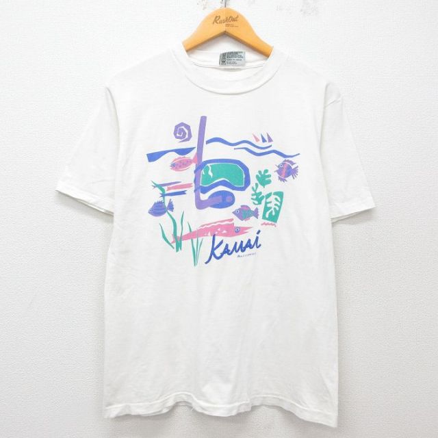 カウアイ 90s 半袖Tシャツ 魚 ホワイト L | 古着