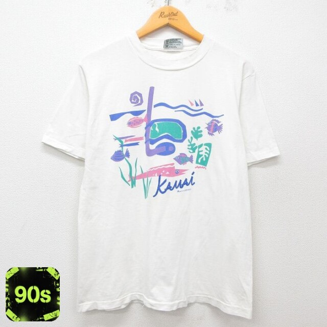 カウアイ 90s 半袖Tシャツ 魚 ホワイト L | 古着