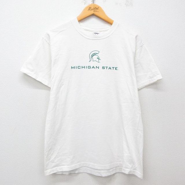 L★古着 半袖 ビンテージ Tシャツ メンズ 00年代 00s ミシガン コットン クルーネック 白 ホワイト 25apr16 中古