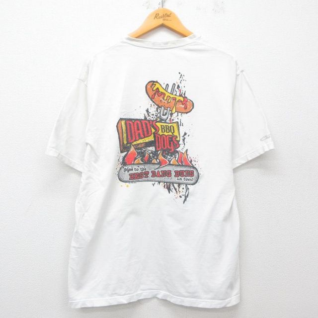 XL★古着 Crazy Shirts 半袖 ビンテージ Tシャツ メンズ 00年代 00s ホットドッグ コットン クルーネック 白 ホワイト 25apr16 中古