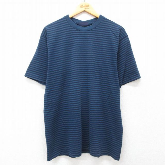 L★古着 ピューリタン 半袖 ビンテージ Tシャツ メンズ 00年代 00s クルーネック 紺他 ネイビー ボーダー 【spe】 25apr23 中古