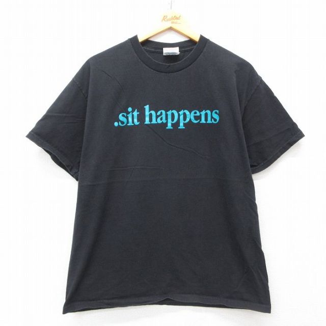00s 半袖Tシャツ Sit happens ブラック L | 古着