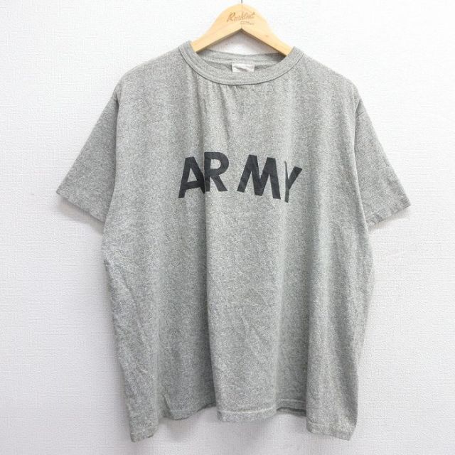 XL★古着 半袖 ビンテージ Tシャツ メンズ 90年代 90s ミリタリー アーミー ARMY リフレクター 大きいサイズ クルーネック USA製 グレー系 霜降り 25apr23 中古