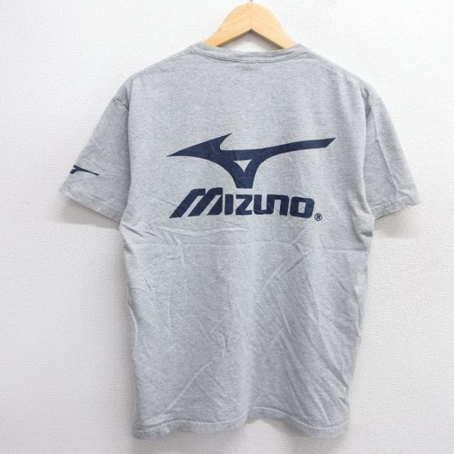 M★古着 半袖 ビンテージ Tシャツ メンズ 00年代 00s ミズノ ビッグロゴ クルーネック グレー 霜降り 25apr23 中古