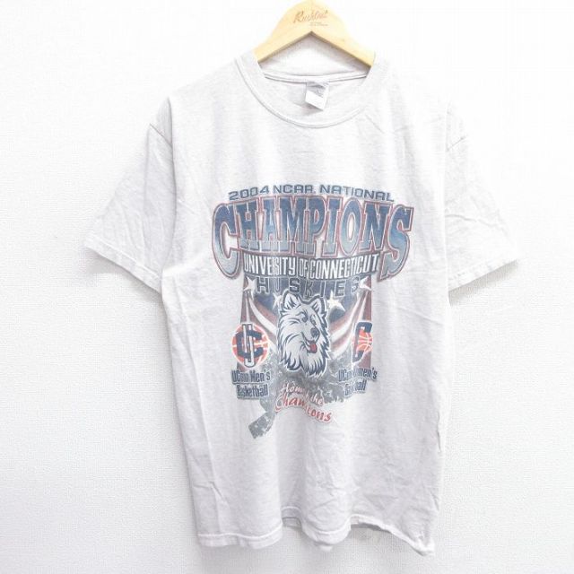 00s 半袖Tシャツ コネチカットハスキーズ グレー L | 古着