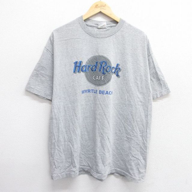 XL★古着 半袖 ビンテージ Tシャツ メンズ 00年代 00s ハードロックカフェ マートルビーチ クルーネック グレー 霜降り 25apr23 中古
