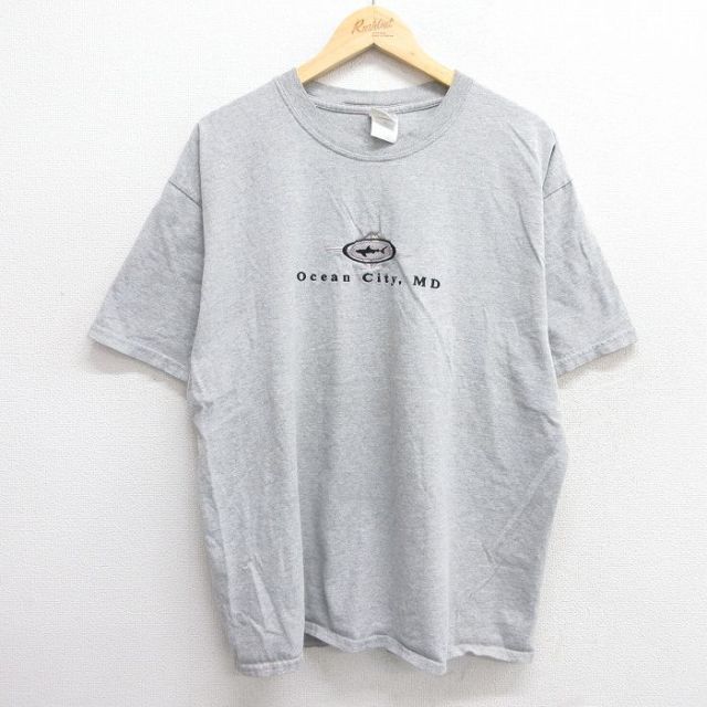 00s 半袖Tシャツ サメ刺繍 グレー XL | 古着