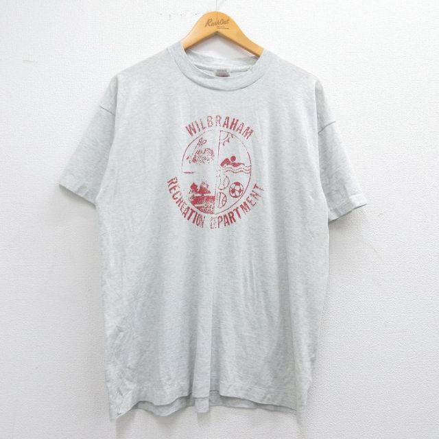 XL★古着 フルーツオブザルーム 半袖 ビンテージ Tシャツ メンズ 90年代 90s ウィルブラハム サッカー バスケットボール クルーネック USA製 グレー 霜降り 25apr24 中古
