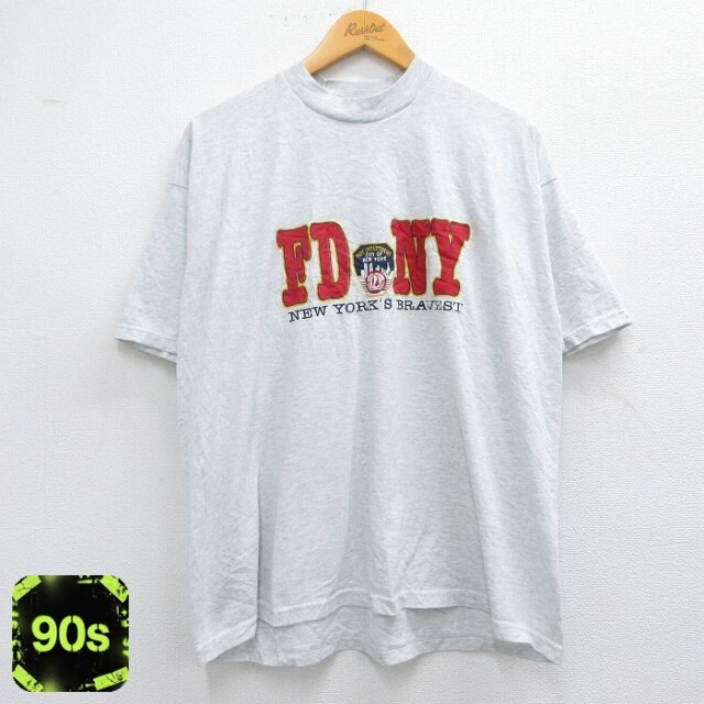 【50%OFF】フルーツオブザルーム 90s 半袖Tシャツ FDNY グレー XL | 古着