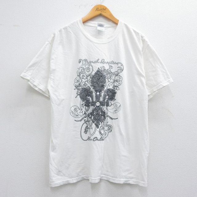 L★古着 半袖 ビンテージ Tシャツ メンズ 00年代 00s ニューオーリンズ コットン クルーネック 白 ホワイト 25apr24 中古