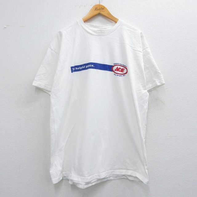 XL★古着 フルーツオブザルーム 半袖 ビンテージ Tシャツ メンズ 90年代 90s ACE 大きいサイズ コットン クルーネック 白 ホワイト 25apr24 中古