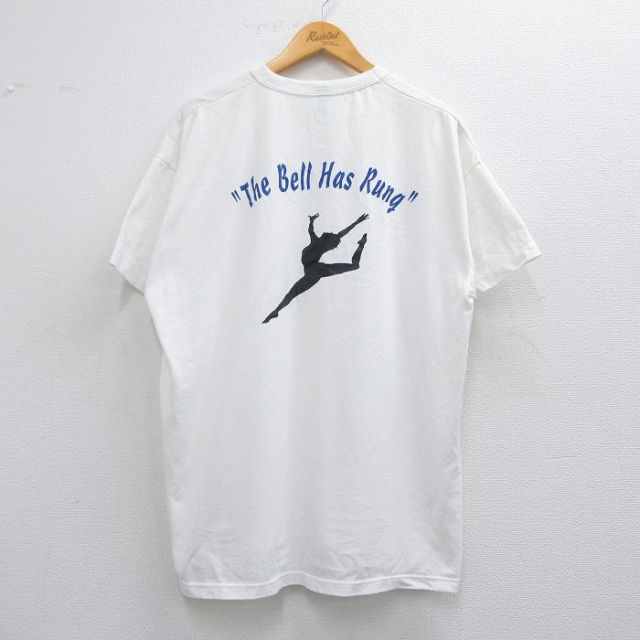 XL★古着 ラッセル 半袖 ビンテージ Tシャツ メンズ 90年代 90s バレエ 大きいサイズ クルーネック USA製 白 ホワイト 【spe】 25apr24 中古