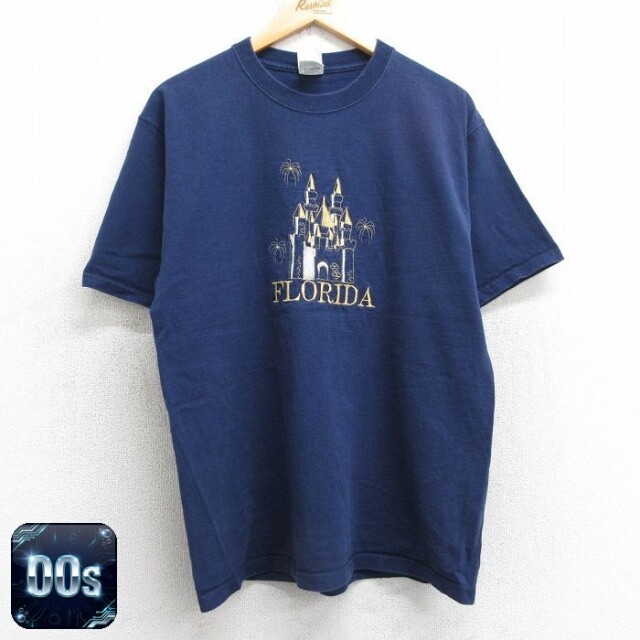 【50%OFF】フルーツオブザルーム 00s 半袖Tシャツ フロリダ城刺繍 ネイビー L | 古着
