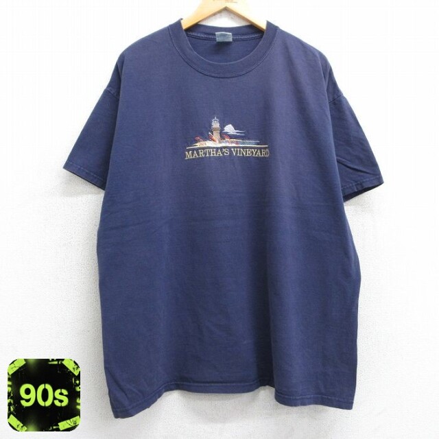 【50%OFF】90s 半袖Tシャツ 灯台刺繍 ネイビー XL | 古着
