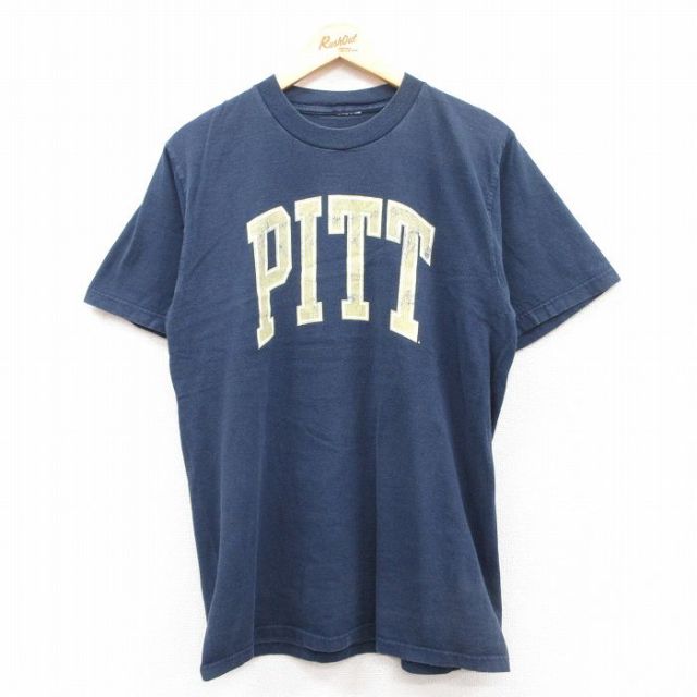 L★古着 半袖 ビンテージ Tシャツ メンズ 00年代 00s PITT クルーネック 紺 ネイビー 25apr24 中古