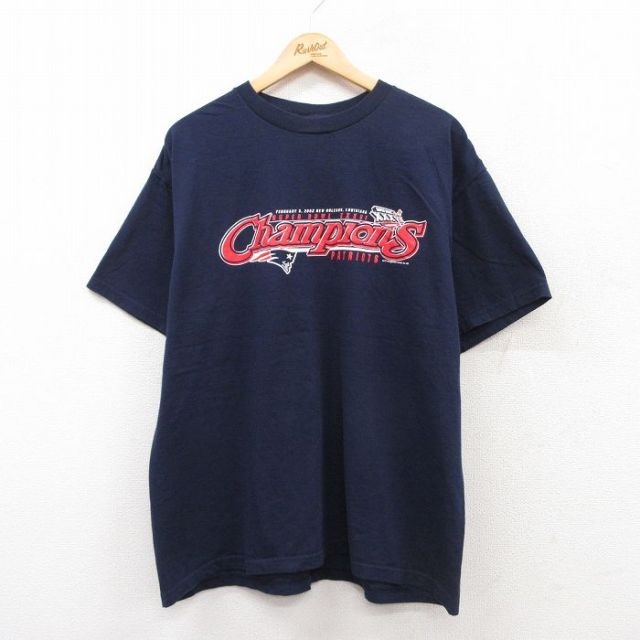 00s 半袖Tシャツ ニューイングランドペイトリオッツ ネイビー XL | 古着