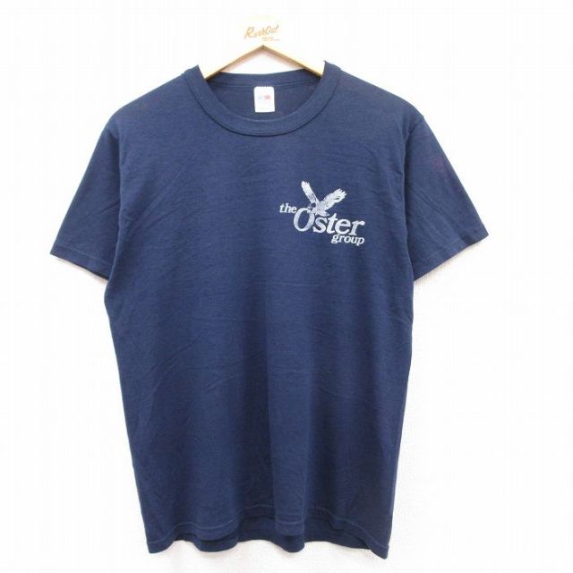 L★古着 ラッセル 半袖 ビンテージ Tシャツ メンズ 80年代 80s Oster クルーネック USA製 紺 ネイビー 【spe】 25apr24 中古