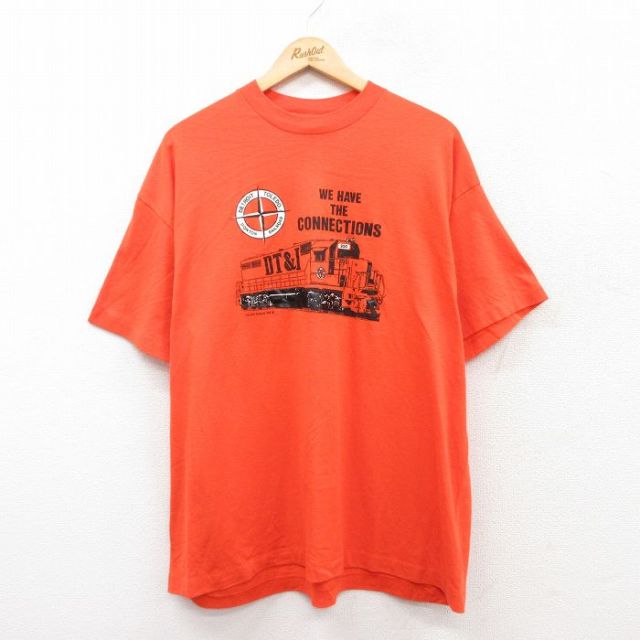 90s 半袖Tシャツ 機関車 オレンジ XL | 古着