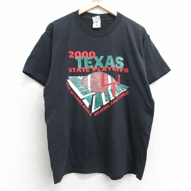 フルーツオブザルーム 00s 半袖Tシャツ テキサスフットボール ブラック L | 古着