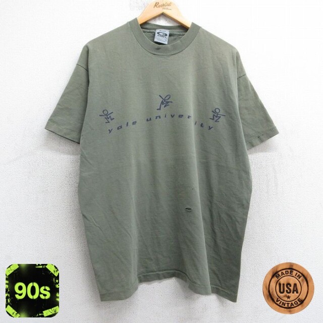 【50%OFF】90s 半袖Tシャツ イェール ダークグリーン XL | 古着