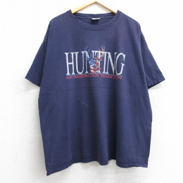 00s 半袖Tシャツ ハンティング ネイビー XL | 古着