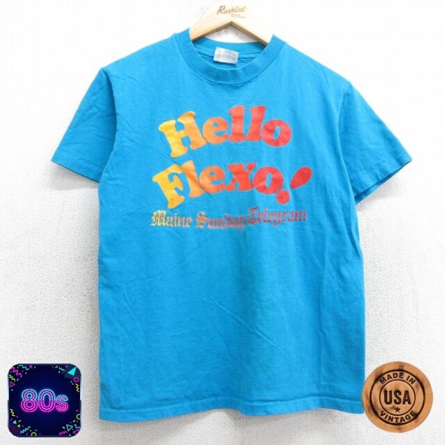 【50%OFF】ヘインズ 80s 半袖Tシャツ Hello Flexo ライトブルー M | 古着
