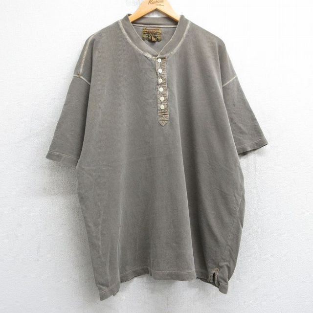 XL★古着 アバクロンビー Abercrombie&fitch 半袖 ビンテージ Tシャツ メンズ 90年代 90s 無地 大きいサイズ コットン ヘンリーネック 茶 ブラウン 25apr24 中古