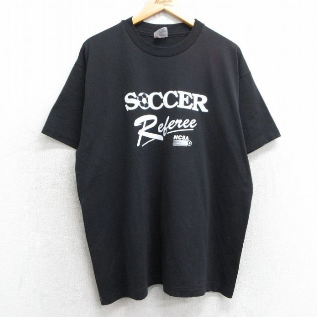 ヘインズ 90s 半袖Tシャツ サッカーレフェリー ブラック XL | 古着