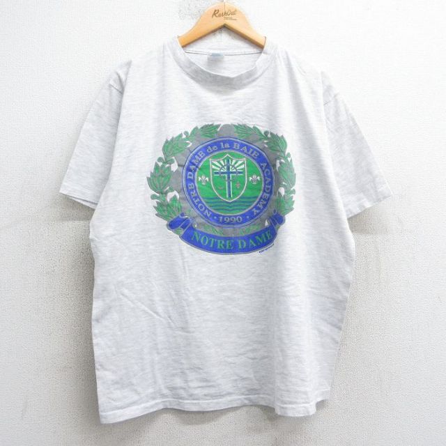 90s 半袖Tシャツ ノートルダムアカデミー グレー XL | 古着