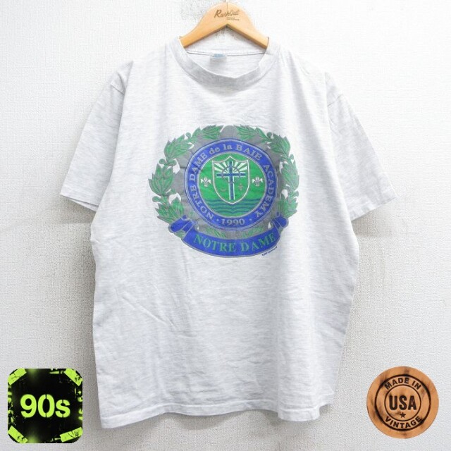 【50%OFF】90s 半袖Tシャツ ノートルダムアカデミー グレー XL | 古着