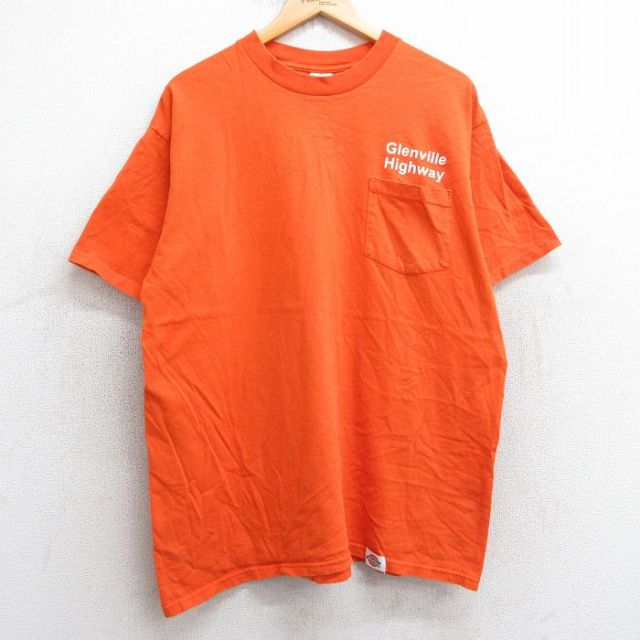 【50%OFF】XL★古着 ディッキーズ Dickies 半袖 ビンテージ Tシャツ メンズ 00年代 00s グレンビル ハイウェイ 胸ポケット付き コットン クルーネック オレンジ 25apr24 中古