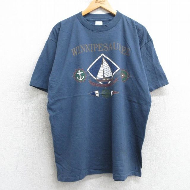 90s 半袖Tシャツ ウィニペソーキー ネイビー XL | 古着