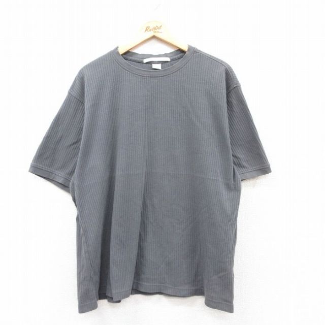 【20%OFF】XL★古着 ペリーエリス 半袖 ビンテージ Tシャツ メンズ 90年代 90s 無地 大きいサイズ コットン クルーネック グレー 25apr25 中古