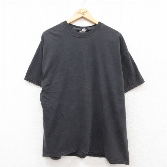 XL★古着 ヘインズ Hanes 半袖 ビンテージ Tシャツ メンズ 00年代 00s 無地 コットン クルーネック 黒 ブラック 25apr25 中古