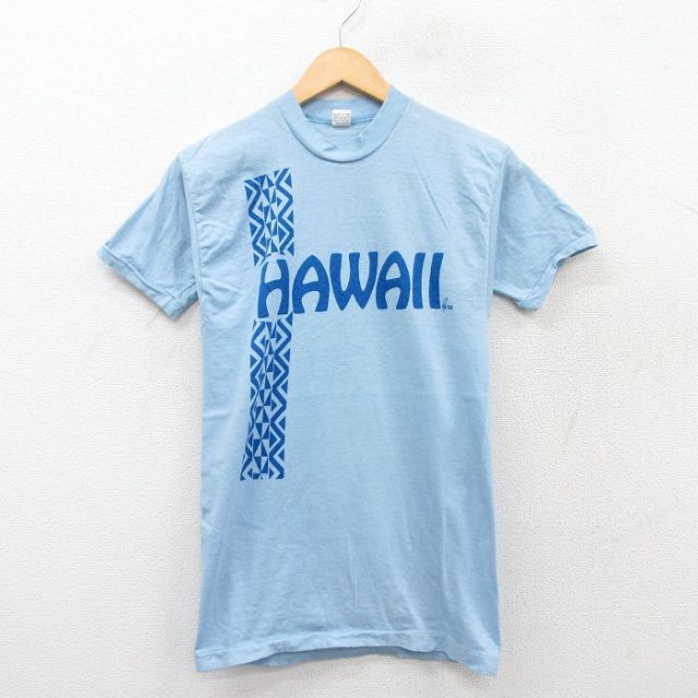 【50%OFF】XS★古着 スプルース 半袖 ビンテージ Tシャツ メンズ 70年代 70s ハワイ コットン クルーネック USA製 水色 25apr25 中古