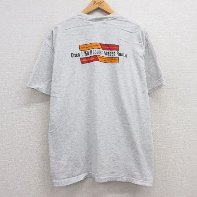 XL★古着 ヘインズ Hanes 半袖 ビンテージ Tシャツ メンズ 00年代 00s CISCO SYSTEMS クルーネック 薄グレー 霜降り 【spe】 25apr28 中古
