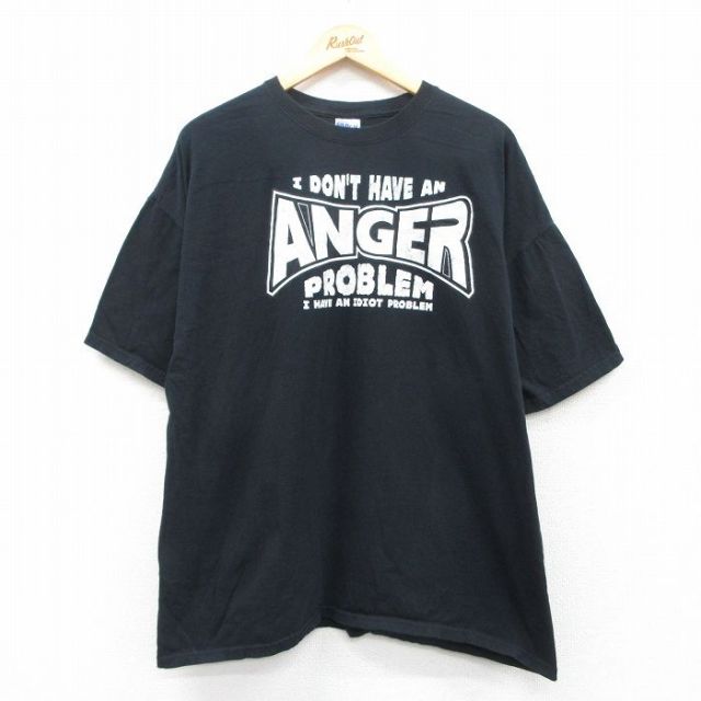 00s 半袖Tシャツ ANGER ブラック XL | 古着
