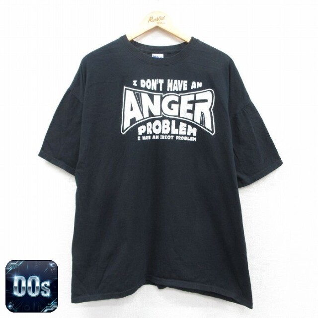 【50%OFF】00s 半袖Tシャツ ANGER ブラック XL | 古着