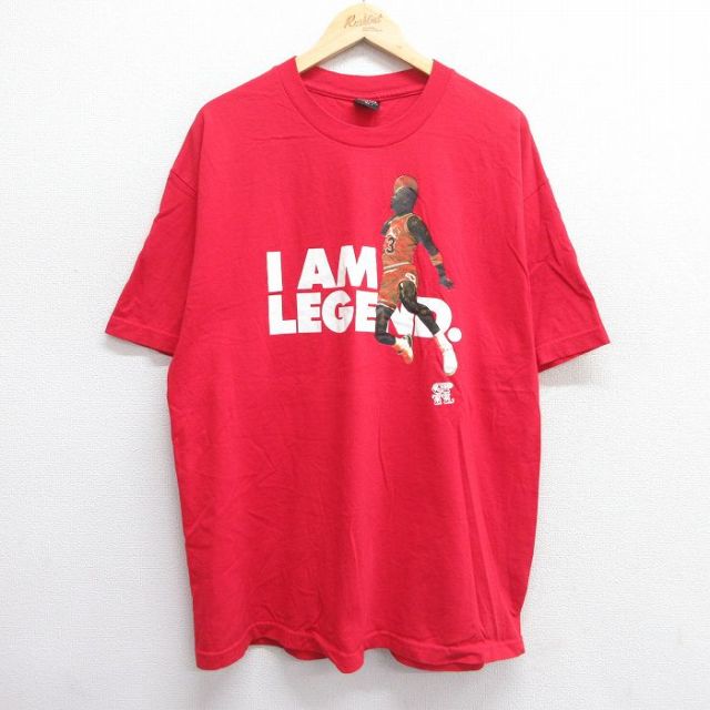XL★古着 半袖 ビンテージ Tシャツ メンズ 90年代 90s マイケルジョーダン エアジョーダン コットン クルーネック USA製 赤 レッド 25apr30 中古
