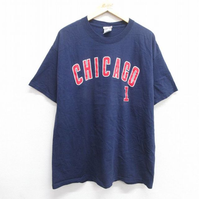 【50%OFF】XL★古着 半袖 ビンテージ Tシャツ メンズ 00年代 00s MLB シカゴカブス 福留孝介 1 コットン クルーネック 紺 ネイビー メジャーリーグ ベースボール 野球 【spe】 25apr30 中古